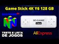 Testando Jogos do Nintendo 64 no Novo Game Stick 4K Y6 128GB e Mostrando Lista