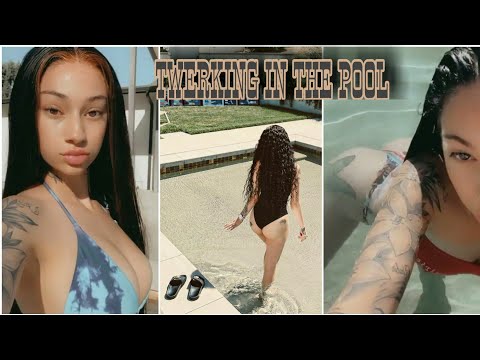 bhad bhabie twerking in the pool with her friend.pool completion