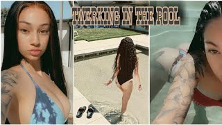 bhad bhabie twerking in the pool with her friend.pool completion