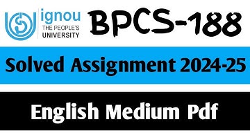 BPCS-188 Solved Assignment 2024-25 || BPCS-188 Solved Assignment in English || BPCS-188