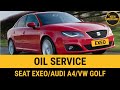 Seat Exeo Audi A4 VW Golf Passat 2.0 tdi how to change oil, oil filter change air filter change CAGA