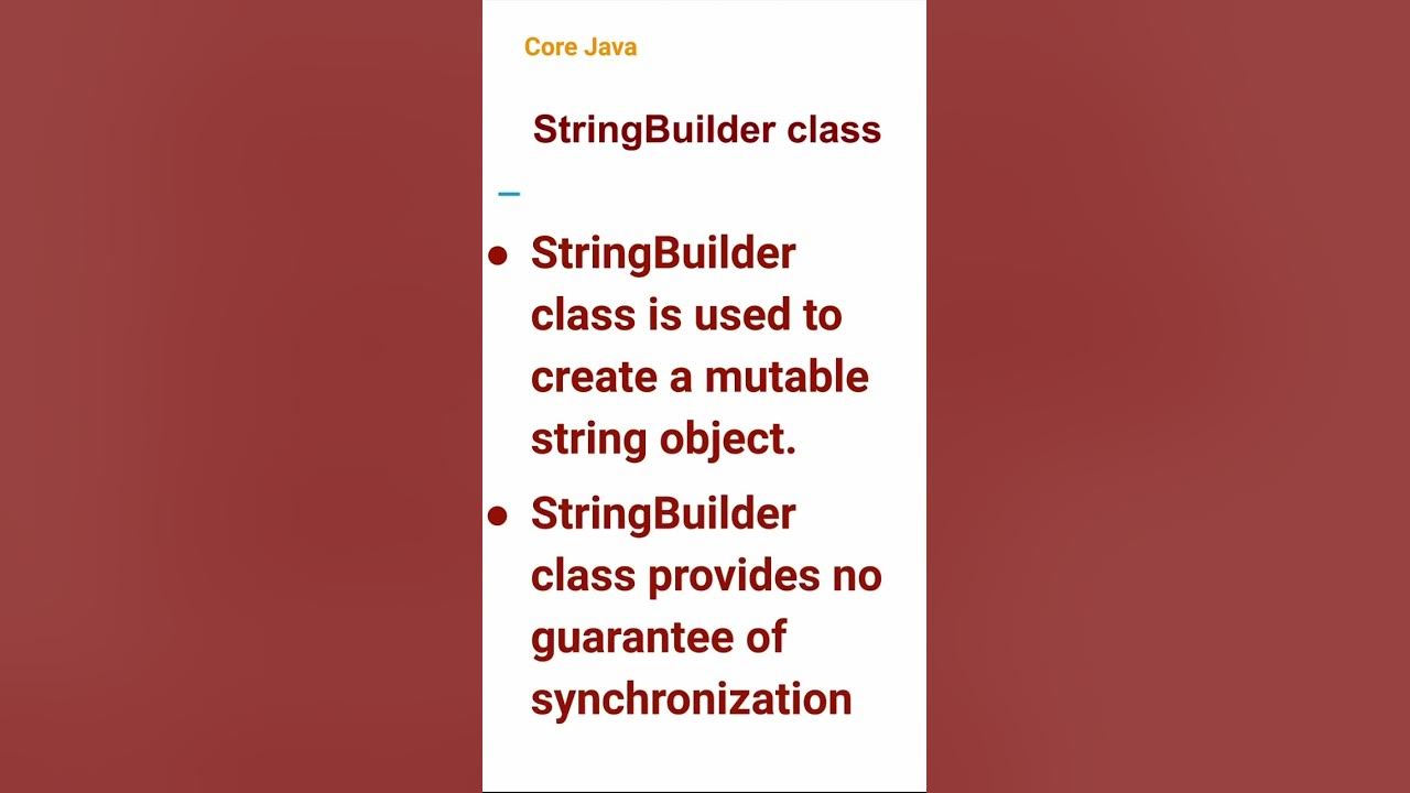 StringBuilder Class (29) #corejava - YouTube