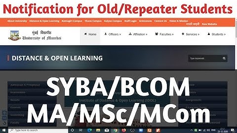 Circular for MCOM/BA/BCOM/MA Old/Repeater Students | Mumbai University IDOL | Ashish Sir