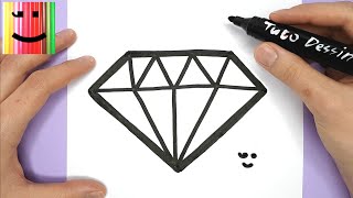 COMMENT DESSINER ET COLORIER UN DIAMANT FACILEMENT - COLORIAGE POUR ENFANTS