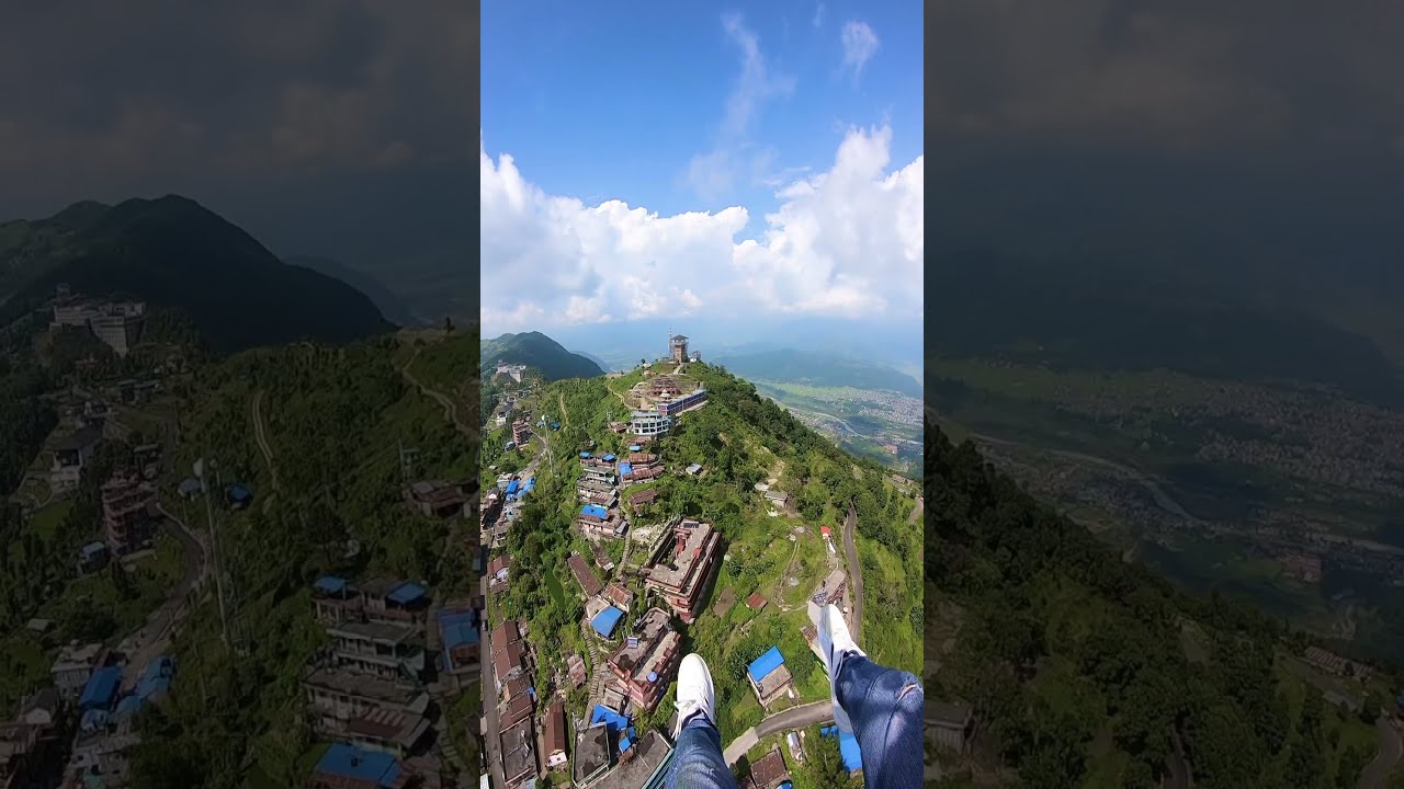 ⁣Chilling in the Air ,Paragliding Over The Sarangkot Tower -Pokhara