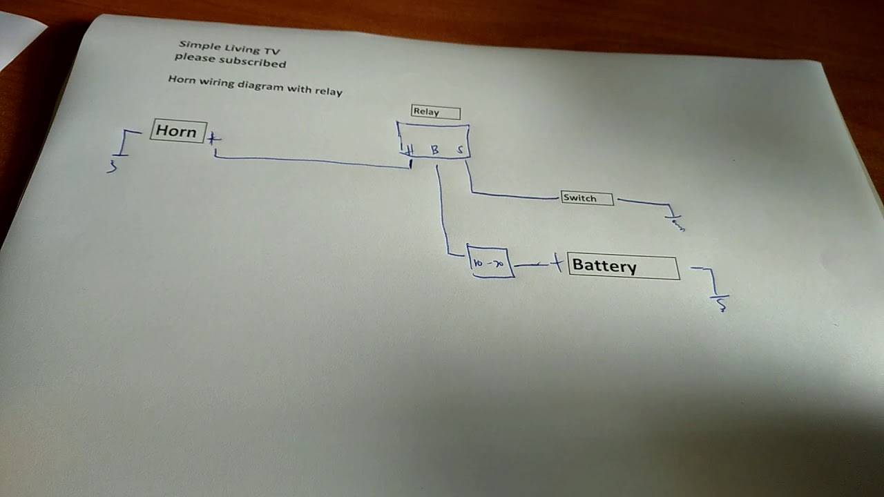 Horn wiring diagram with 3 pin relay - YouTube