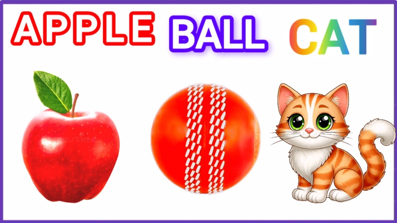 A for apple - b for ball - c for cat- D for dog || ABCD alphabet song ...