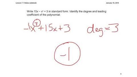 Lesson 7.1 Writing Polynomials in Standard Form and Classifying