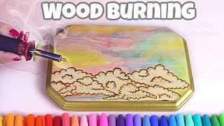 WOOD BURNING with SHARPIE MARKERS // Alcohol Ink Rainbow Clouds ☁️