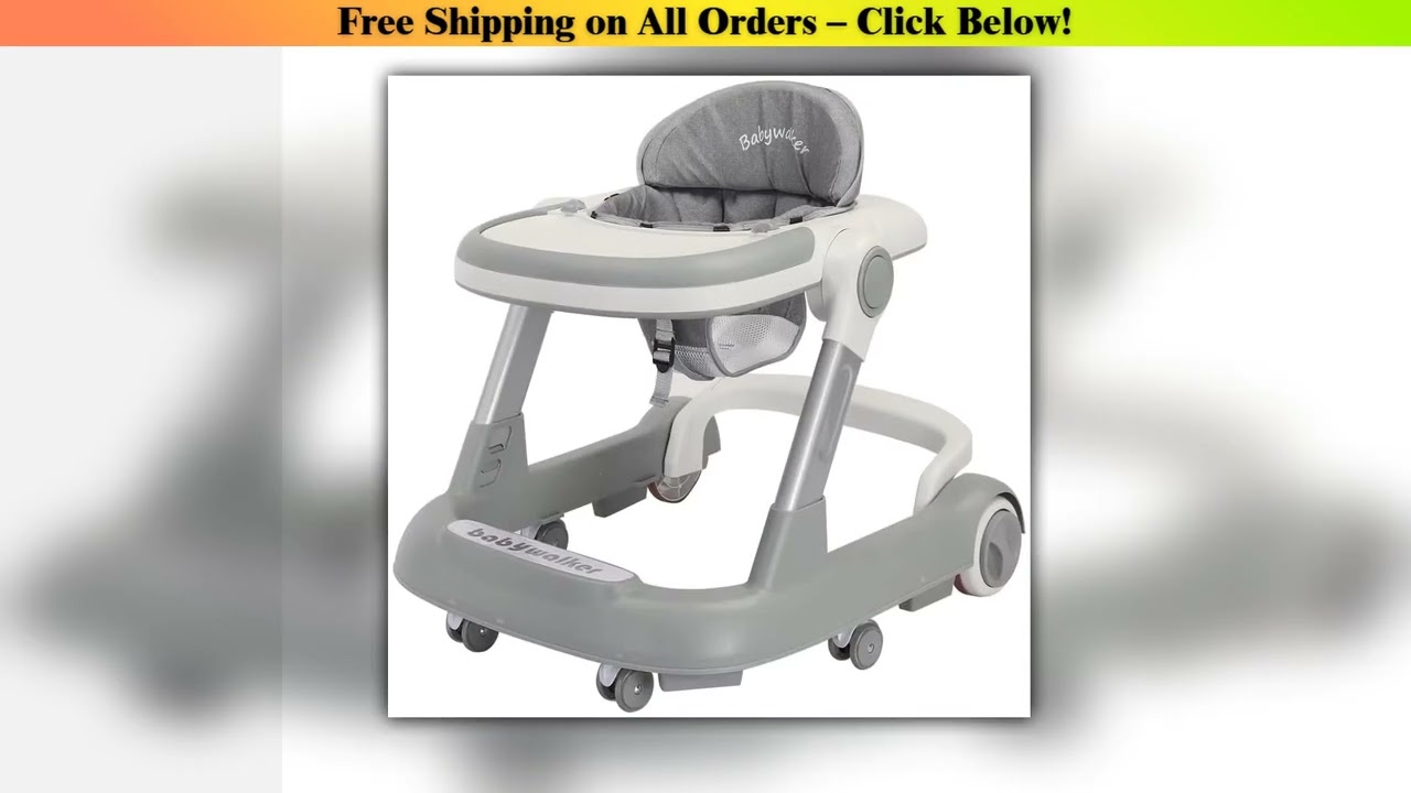2-in-1 Baby Walker - Foldable, Height-Adjustable Push Cart with Anti-Roll Design , Stylish Baby
