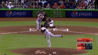 STL@MIA: Hazelbaker homers to open the scoring