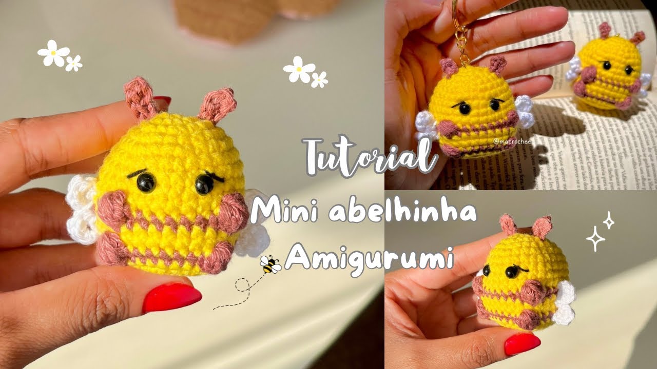 Tutorial Chaveiro Mini abelhinha em Amigurumi 🐝💛 Passo a passo.