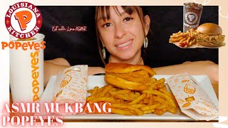 ASMR Eating Popeyes chicken sandwich (Real eating sounds) Mukbang Eating Show & Mouth Sounds