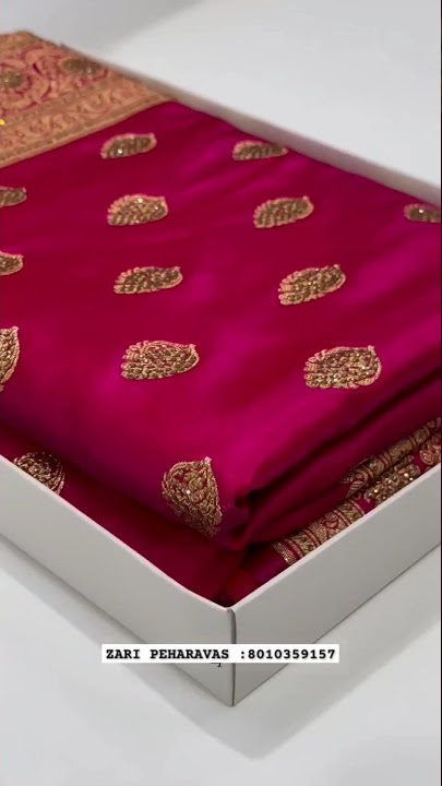 ♥️ Pure Zari Weaving light Banarasi Saree 🎁  Whatsapp 7498582219#saree #fashion #wedding