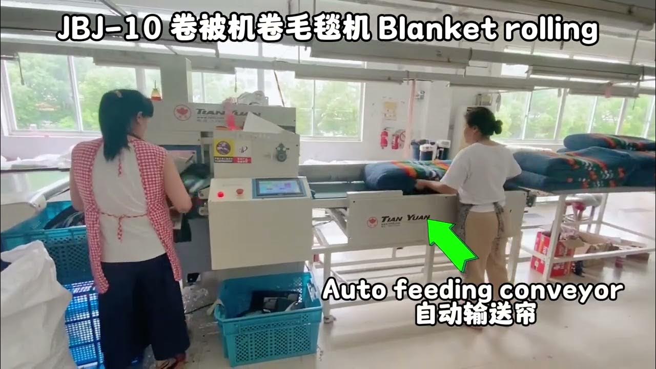 JBJ10 blanket rolling machine with auto feeding conveyor for pillow