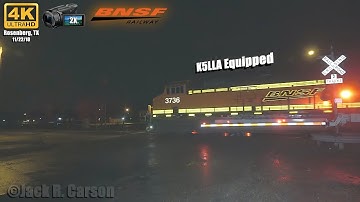 [4K 60FPS] Remastered | RL K5LLA on BNSF Tier 4 Gevo 3736 South in Rosenberg, Texas 11/22/18