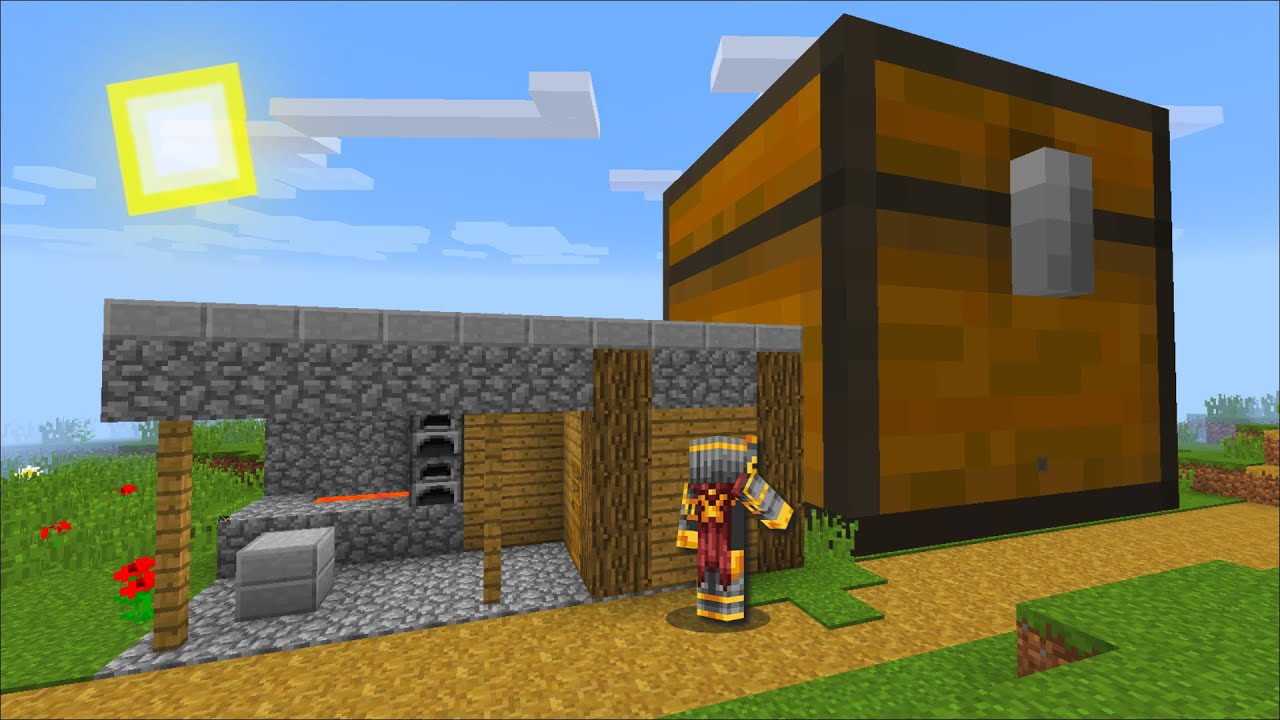 Minecraft GIANT CHEST APPEARS IN OUR MINECRAFT VILLAGE !! DON'T TOUCH