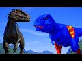 Monster dinosaurs battle Godzilla I-Rex Vs Superman Tyrannosaurus, Carnotaurus, Batman Spinosaurus
