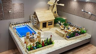 🏡 DIY Ice Cream Sticks Dream House 2024 !  How To Make Water Wheel House