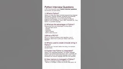Python Interview Questions & Answers #shorts #short #shortvideo #youtubeshorts #python #subscribe