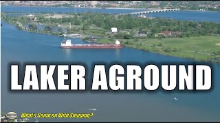 Great Lake Bulker Mark W Barker Aground on Belle Isle, Detroit  May 17, 2023