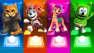 Puss in Boots Vs PAW Patrol Marshall Vs My Little Pony Vs Gummy Bear - Tiles Hop EDM Rush