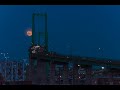 Full Pink Moonrise at Vincent Thomas Bridge