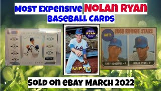 Most Expensive eBay Sales Nolan Ryan Baseball Cards - March 2022