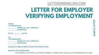 Confirmation Letter of Employment Sample  – Verification Letter Sample