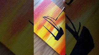 Sailboat Sunset Painting | Acrylic Painting For Beginners | #shorts #sailboat #acrylic