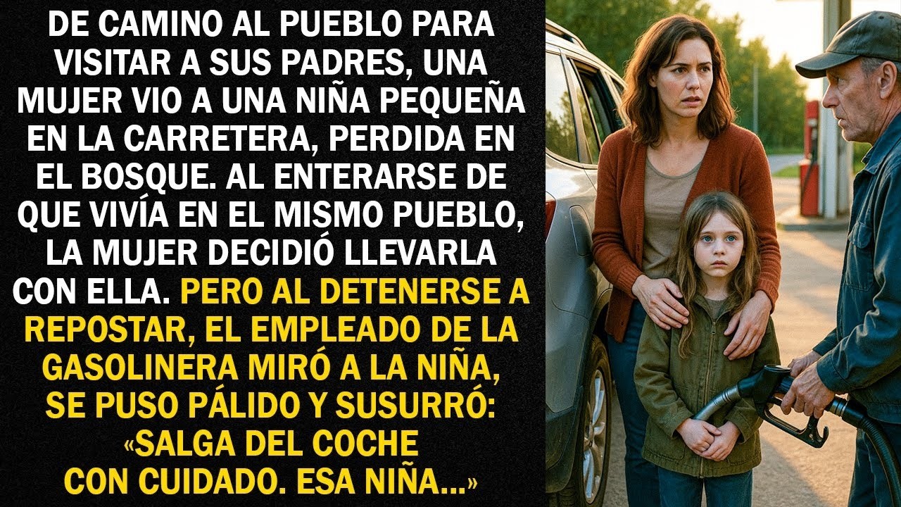 De camino al pueblo para visitar a sus padres, una mujer vio a una niña pequeña en la carretera...