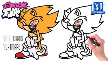 How To Draw Fleetway Super Sonic | Friday Night Funkin FNF MOD Character - Easy Step By Step