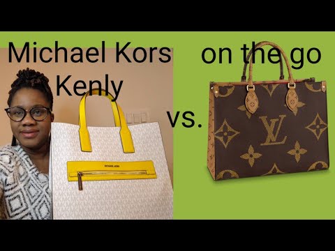 Michael Kors Kenly MK LOGO WHITE Yellow Large NS Tote Shoulder Bag
