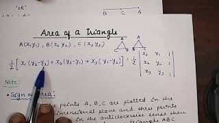 Area of a triangle, Condition of collinearity of three points MATHS CLASS 11 TGT PGT