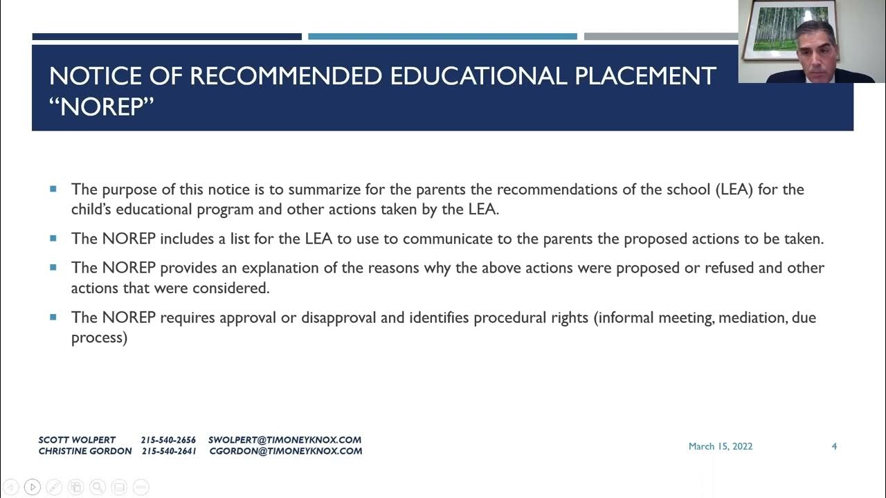 Notice of recommended educational placements and prior written notice