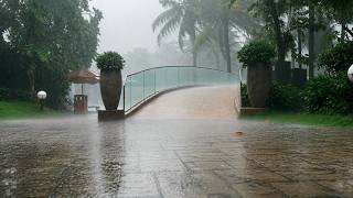 Luxury Resort Bridge Rain Sounds 🌧️ Tropical Rain for Deep Sleep (3 Hours)