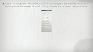 enter The scatterplot shows the latitudes of various United States (US) cities plotted against the c