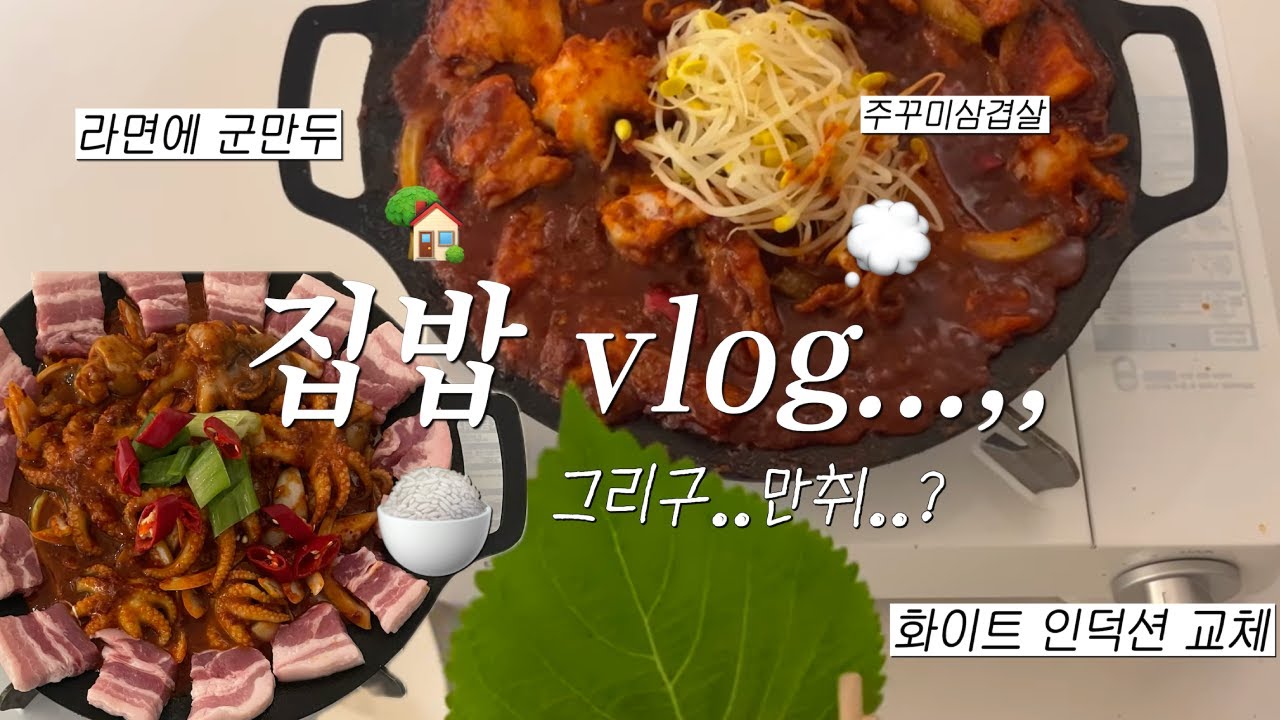 7월의집밥과 여름일상브이로그(🏡라면에 군만두, 주꾸미삼겹살, 인덕션교체, 만취..?)