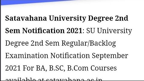 TS satavahana University 2nd sem exams fee notification 2021/satavahana University 2nd sem exams ///