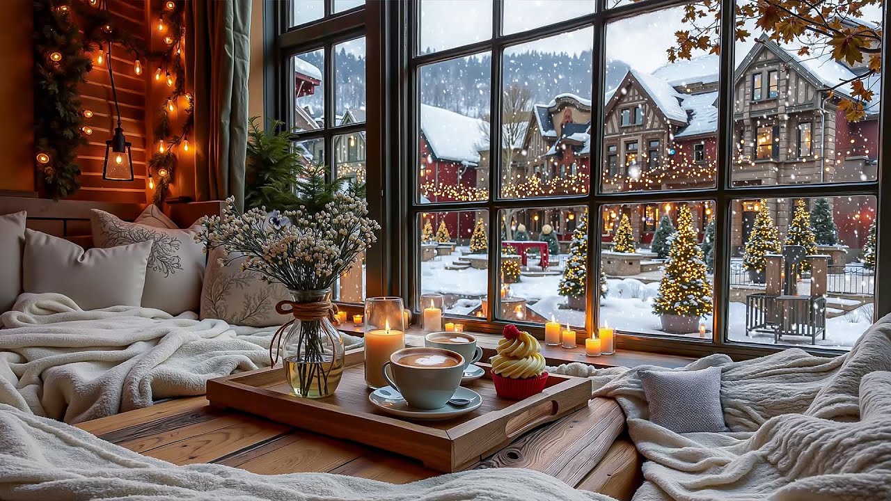 Snowy Morning Jazz Coffee Shop ❄️☕🎹 Calm Piano Jazz & Snowfall for a Fresh Start