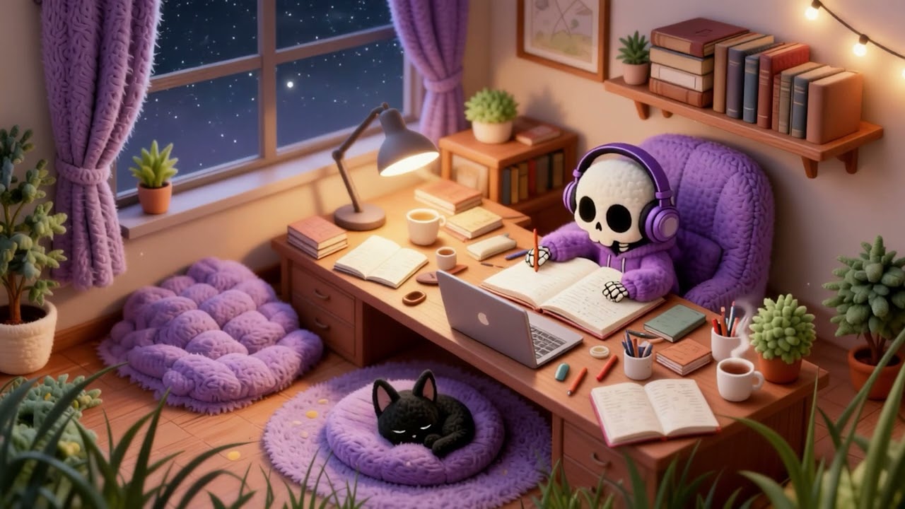 rainy night lofi beats | late night study with Skelly 🌧️