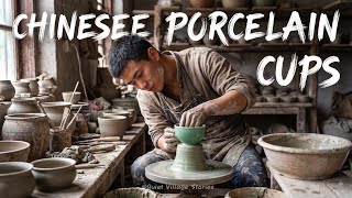 How Chinese Longquan Celadon Porcelain Cups Are Made Ancient Handmade Ceramic Craft