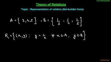 Representation of relation Set builder form  Theory of Relations  Math Lessons