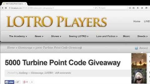 LOTRO 5000 Turbine Point Code Giveaway - LOTRO Players (Entries Closed)