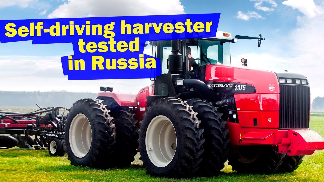 Self-driving harvester tested in Russia newspaper mockup