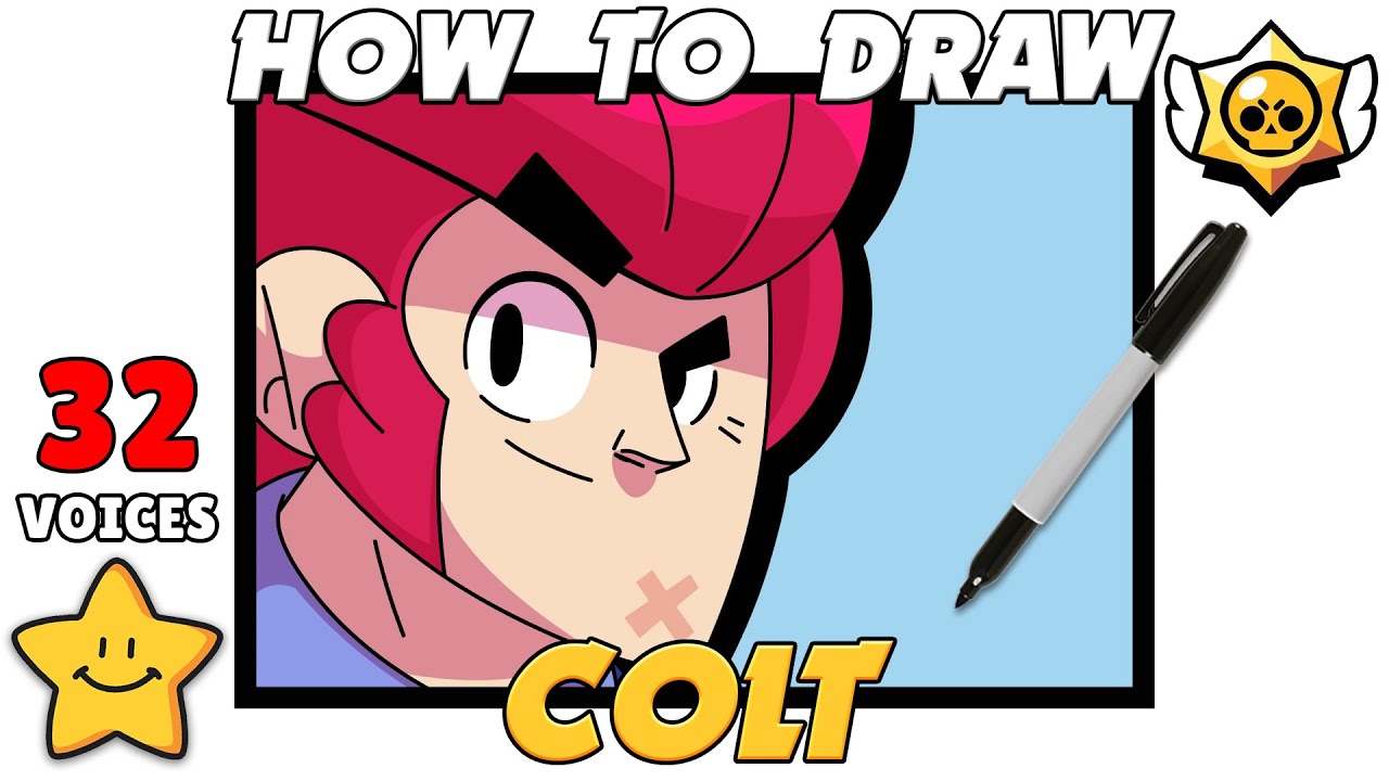 How To Draw Colt Icon Brawl Stars All Voices Step By Step Youtube - cómo dibujar a colt de brawl stars