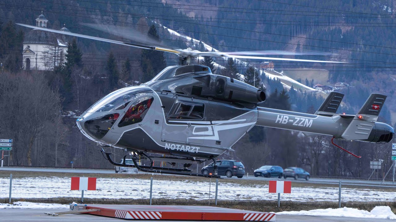 Martin Flugrettung | StartUp & Take Off Martin 7 am Heliport Mayrhofen | MD902 HB-ZZM