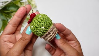 🌵Llavero de cactus a crochet 🌵PATRON 3D, tendencia a crochet - súper fácil #CACTUS