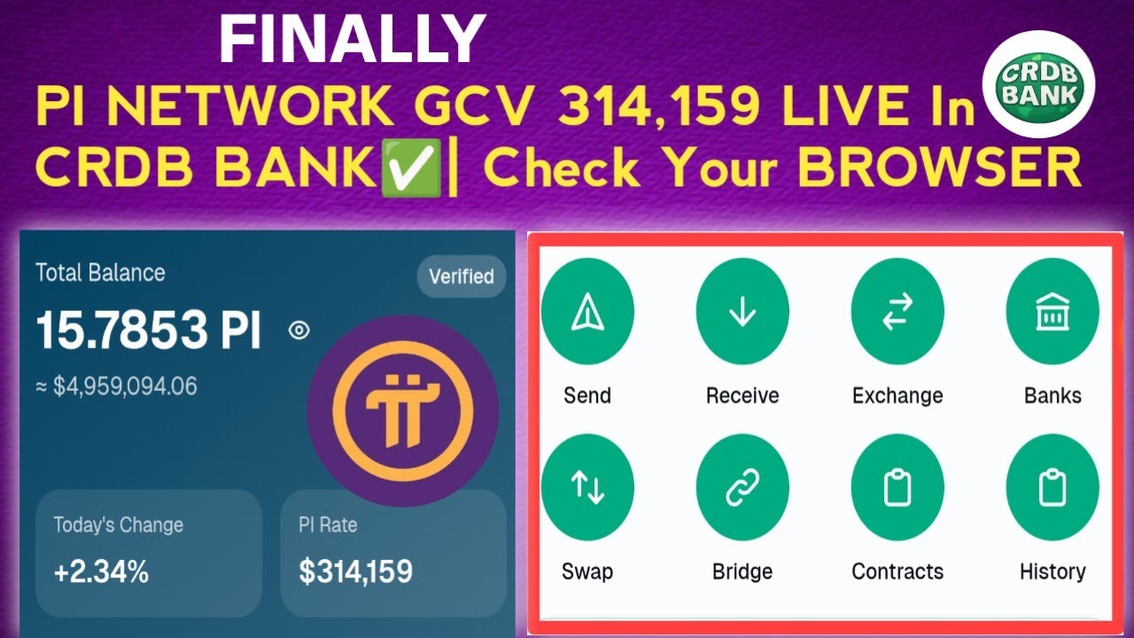 🛑FINALLY PI NETWORK GCV 314,159 LIVE In CRDB BANK | Check Your BROWSER ...