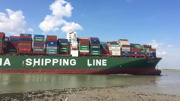 Grounding of Container vessel CSCL Jupiter on Westerschelde, Monday August 14, 2017